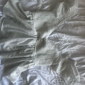 White Eyelet Smocked Top